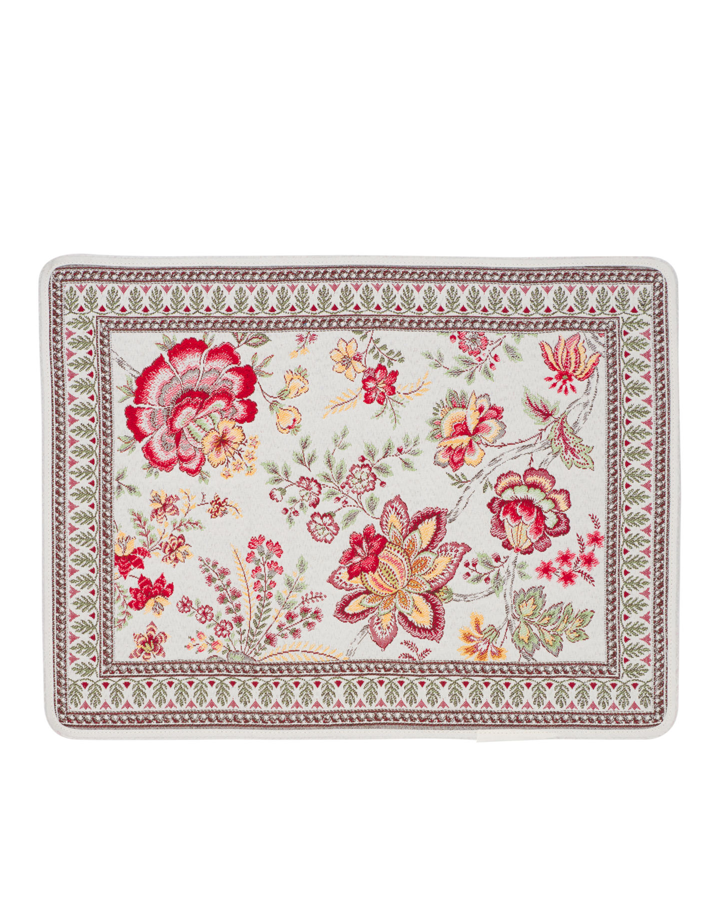 Garance Flowers Yellow Red French Jacquard Placemat