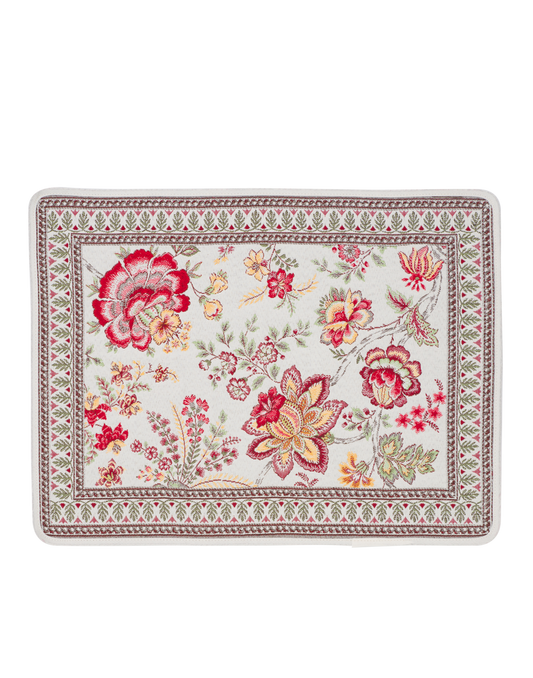 Garance Flowers Yellow Red French Jacquard Placemat